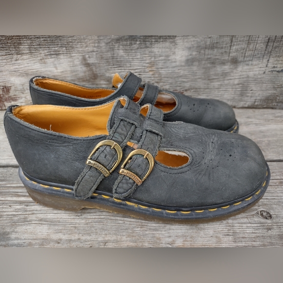 Vtg Dr. Martens 8065 Mary Jane Black Leather Shoes Made In England UK 7 US 9 - Picture 2 of 15